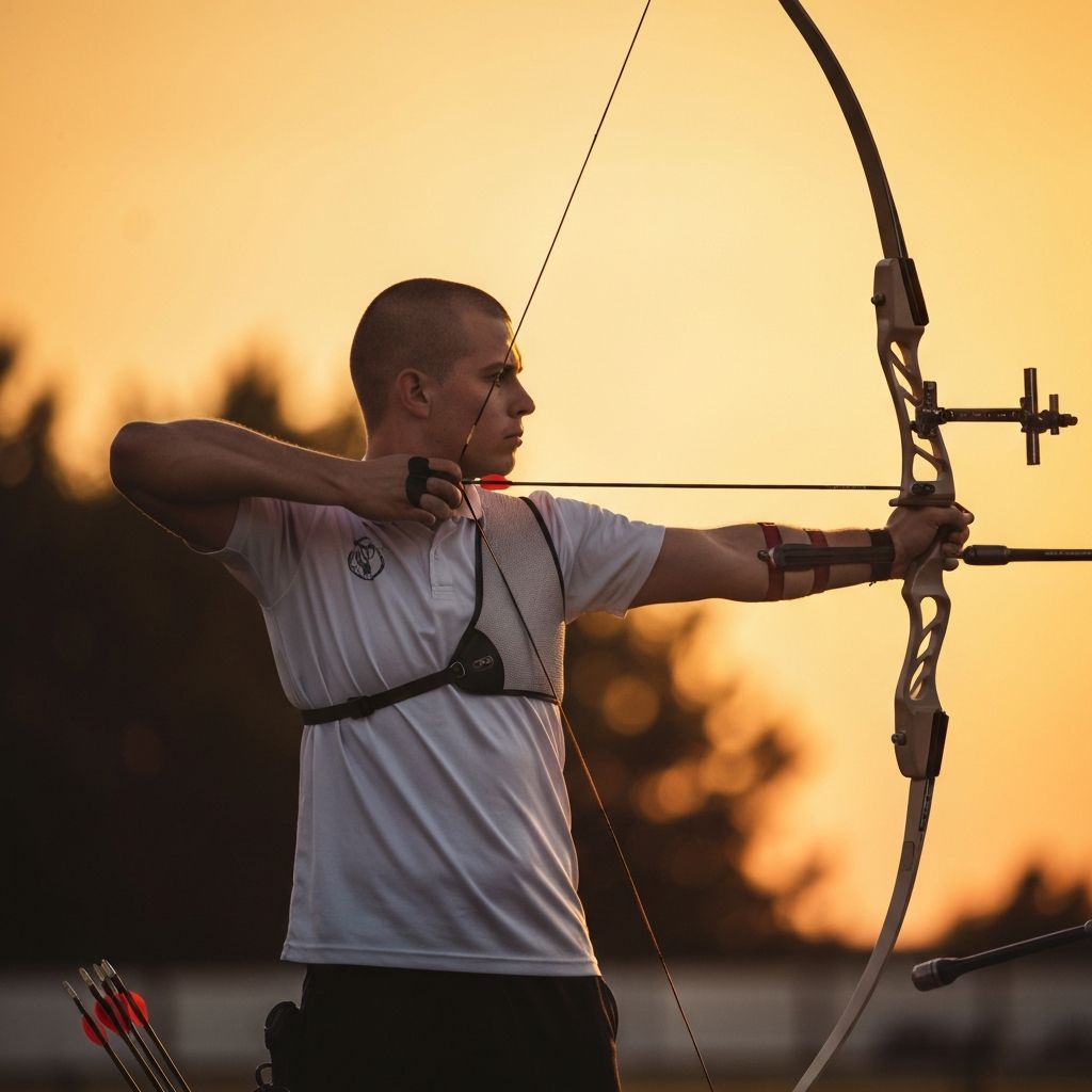 Professional archery athlete in action